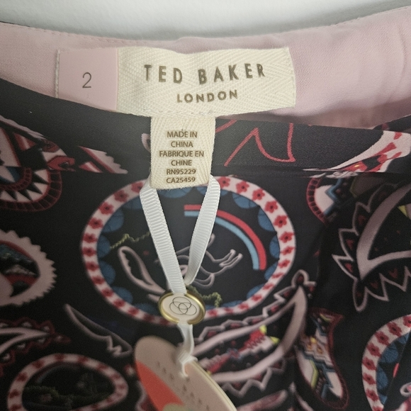 Ted Baker London Black and Pink Paisley Midi Skirt - Picture 7 of 12